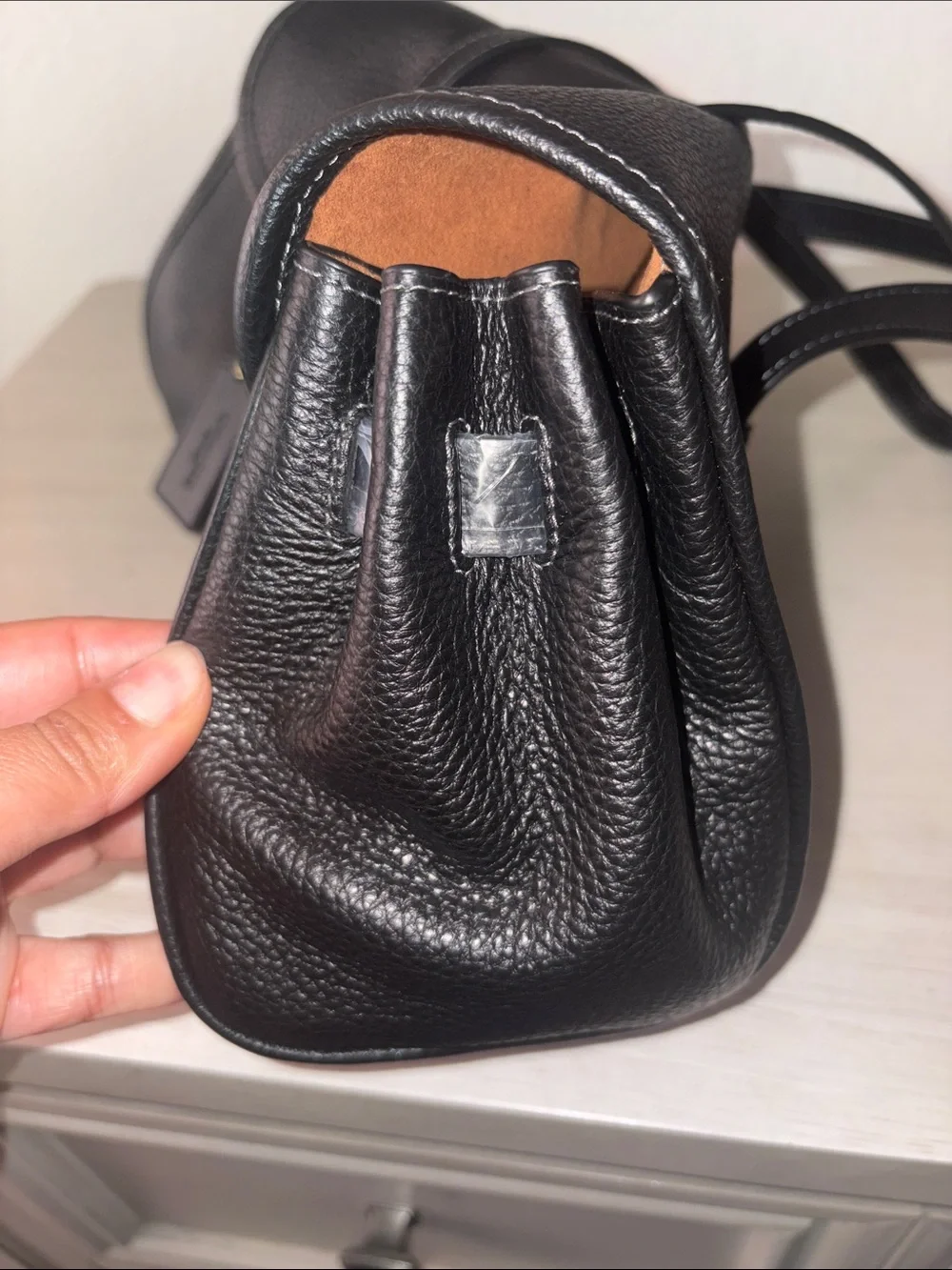 Coach Black Pebbled Leather Flap Shoulder Bag with Gold Accent
